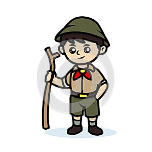 Cute and simple boy scout kids mascot logo design illustration