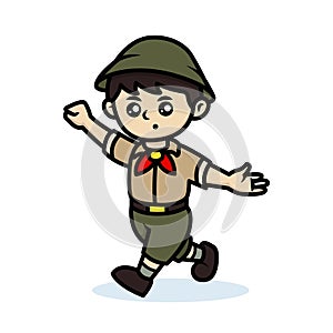 Cute and simple boy scout kids mascot logo design illustration