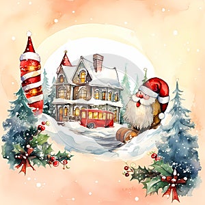 christmas theme christmas decoration drawing and watercolor photo