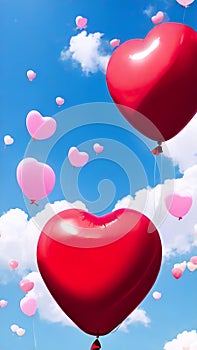 A cute and simple image of a red heart-shaped balloon on a light background, ideal for Valentine's Day