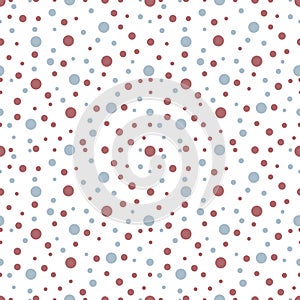 Cute simple seamless pattern with small pink and blue dots.Polkadot background on white backdrop. photo