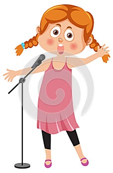 Cute singer girl cartoon character