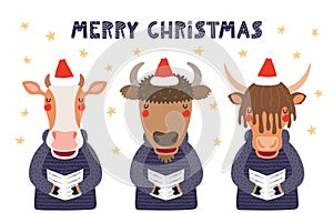 Cute singing animals Christmas card