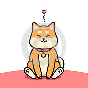 Cute sitting shiba inu dog vector illustration.