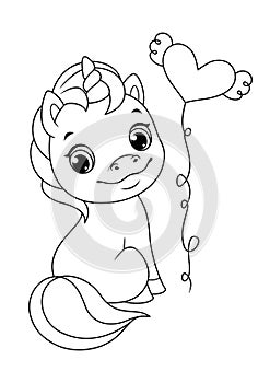 Cute Sitting Unicorn Coloring Page