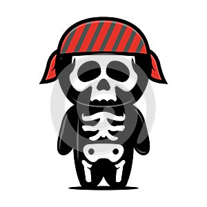 Cute skeleton mascot pirates themes design