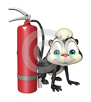 Cute Skunk cartoon character with fire extinguisher