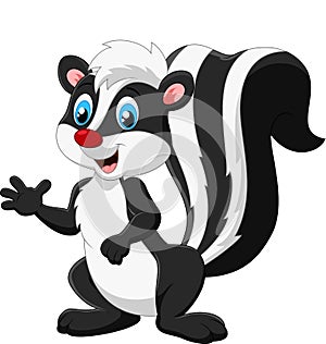 Cute skunk cartoon presenting photo