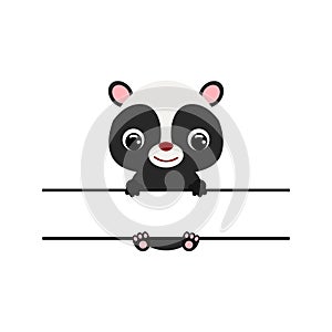 Cute skunk split monogram. Funny cartoon character for shirt, scrapbooking, greeting cards, baby shower, invitation
