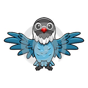 Cute slaty blue love bird cartoon