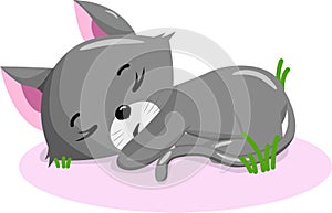 Cute sleeping kitten in the grass