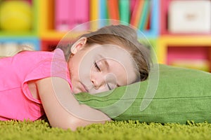 Cute sleeping little girl close-up