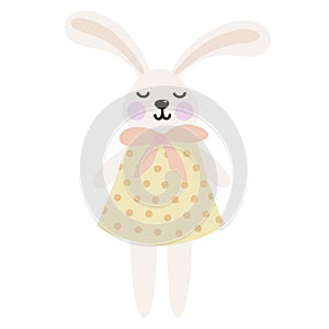 Cute sleeping rabbits on a white background. Vector illustration. Boho style nursery decoration