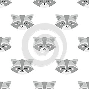 Cute sleepy raccoon pattern
