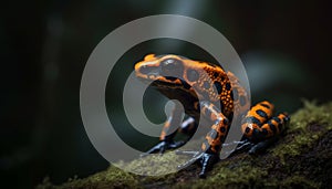 A cute, slimy toad sitting in a tropical rainforest generated by AI