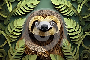 cute sloth paper art AI generated