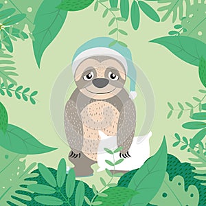 Cute sloth with pijama photo