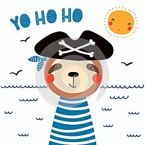 Cute sloth pirate