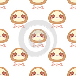 Cute sloth sleepy face pattern