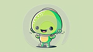 Cute small alien chibi picture. Cartoon happy drawn characters