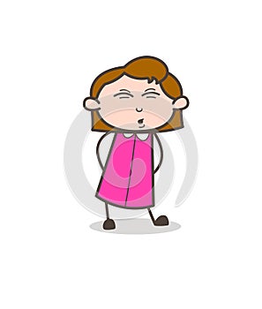 Cute Small Girl Ouch Face Vector