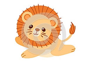 Cute small lion cartoon animal design vector illustration isolated on white background