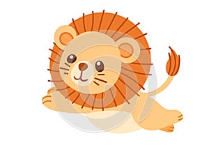 Cute small lion cartoon animal design vector illustration isolated on white background