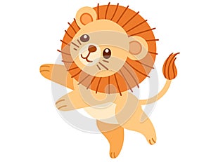 Cute small lion cartoon animal design vector illustration isolated on white background