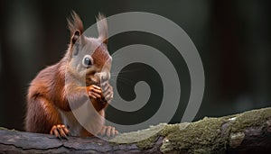 Cute small mammal sitting on branch, looking at camera generated by AI