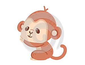 Cute small monkey cartoon animal design vector illustration isolated on white background