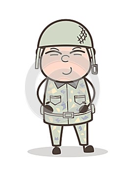 Cute Smile on Army Man Face Vector Illustration