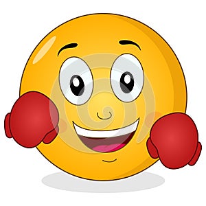 Cute Smiley Emoticon with Boxing Gloves