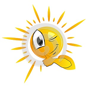Cute smiley sun, cartoon sun vector illustration