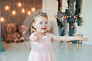 Cute smiling 5 years old child girl celebrating birthday