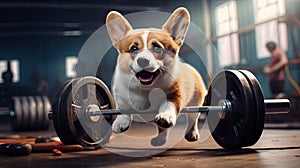 a cute smiling baby corgi, capturing the essence of innocence and joy in the style of lifelike portraiture