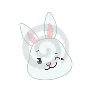 Cute smiling bunny with winking eye