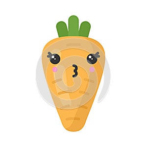 Cute smiling carrot, isolated colorful vector vegetable icon