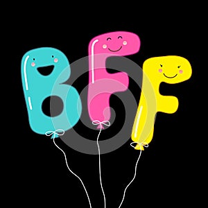 Cute smiling cartoon characters of letters BFF Best Friends Forever as party balloons photo