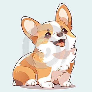 Cute smiling cartoon corgi puppy