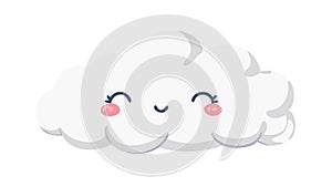 Cute smiling cloud character, positive weather symbol, cheerful cartoon, happy forecast, vector design Generative AI