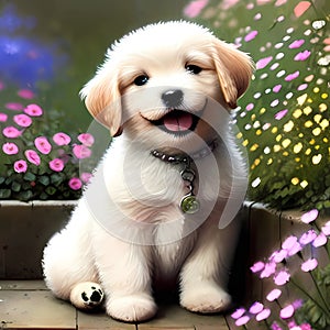 Cute smiling dog puppy - AI generated art