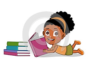 African american girl reading books