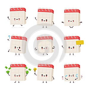 Cute smiling happy desk calendar set collection