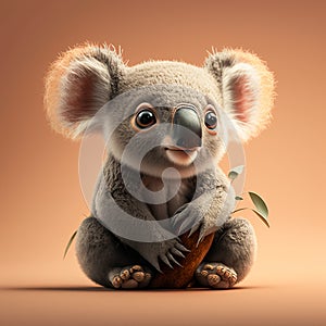 Cute smiling koala cub. Generative AI