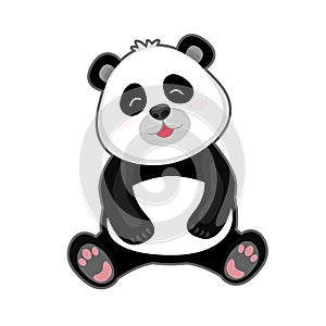 Cute smiling panda sitting