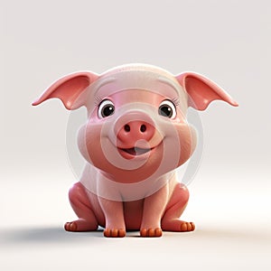 Cute Smiling Pig Baby: 3d Pixar Style Uhd Image photo