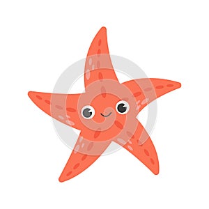 Cute smiling red starfish