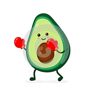 Cute smiling strong avocado fighting