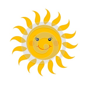 Cute smiling sun cartoon icon