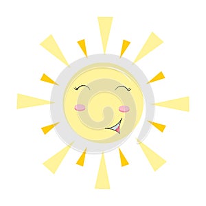 Cute smiling sun character. Happy sun . Bright sunny illustration